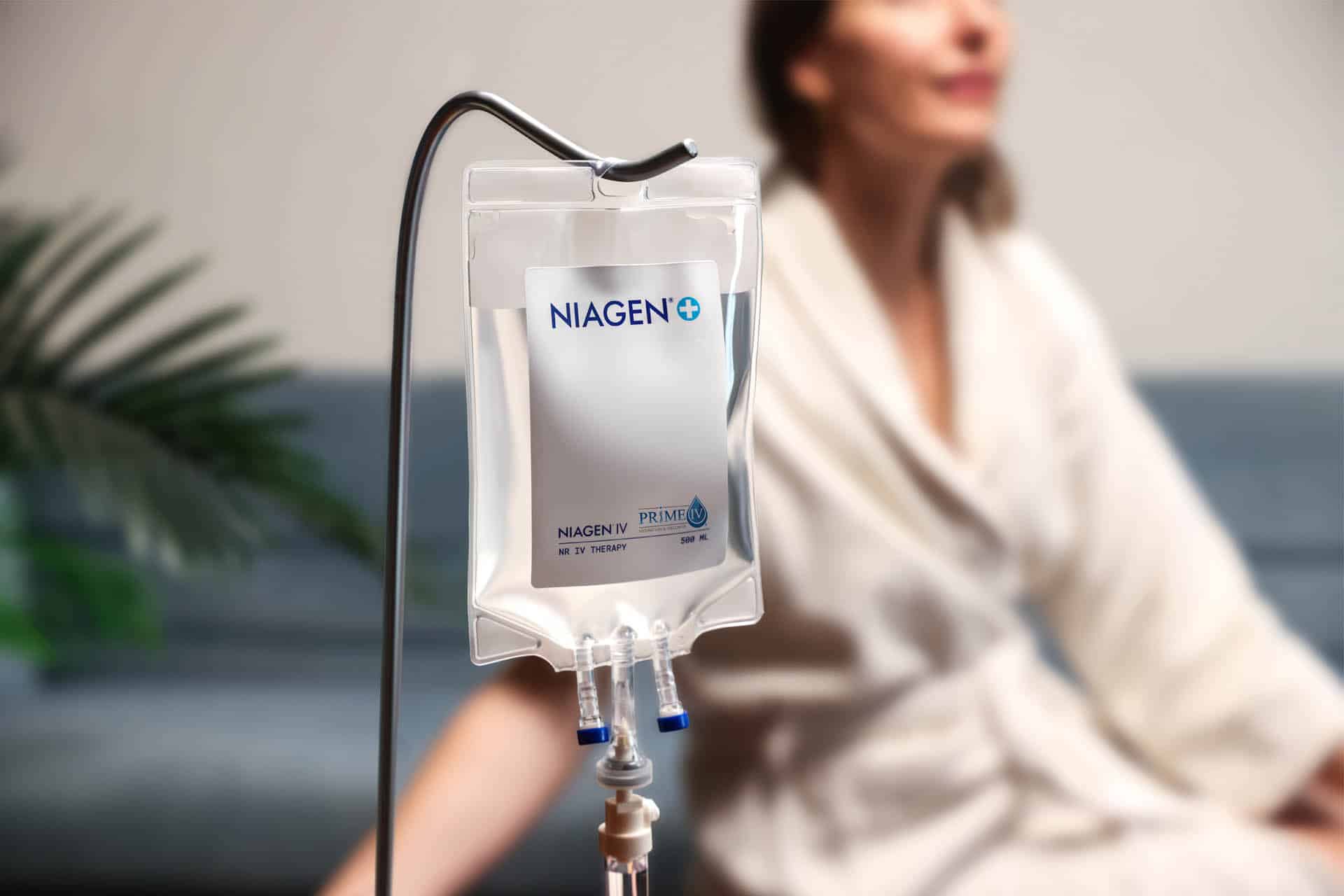 Niagen NAD+ precursor IV bag in the iCRYO Fairfield lounge